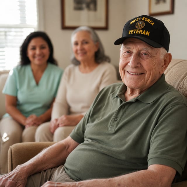 A smiling veteran at home